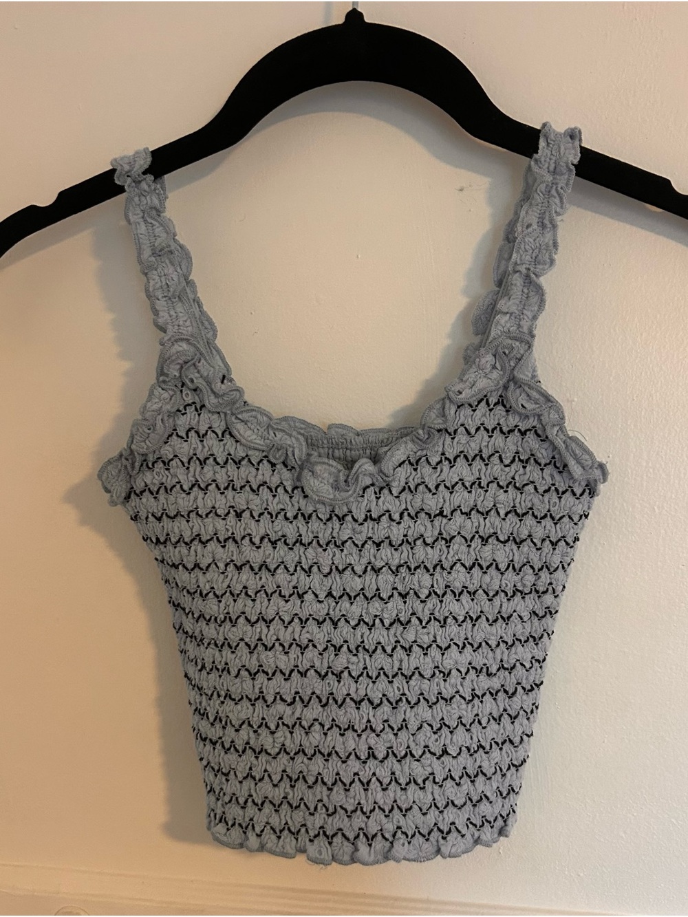 Katie J NYC Light Blue Crocheted Tank Top